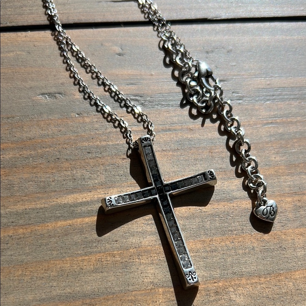 Brighton Silver and Black Pendant Necklace with Cross Design - Picture 2 of 5